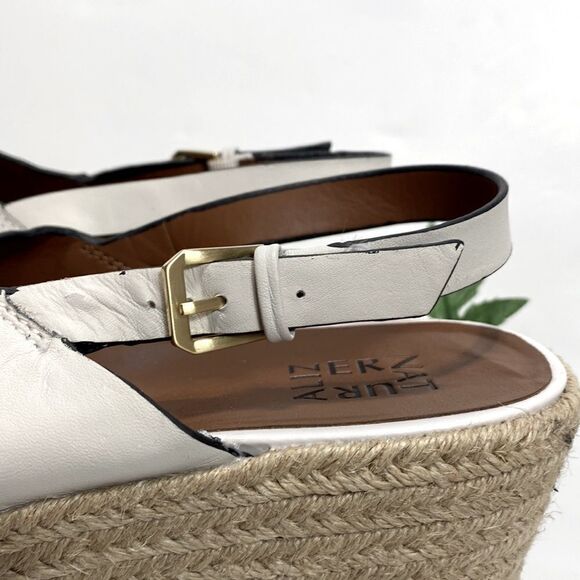 Naturalizer White  Slingback Espadrille Sandals A Cross-band Wedges size 12 Wide - Picture 8 of 14